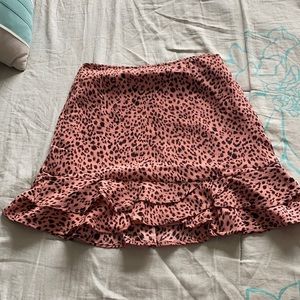 Ruffled pink cheetah skirt